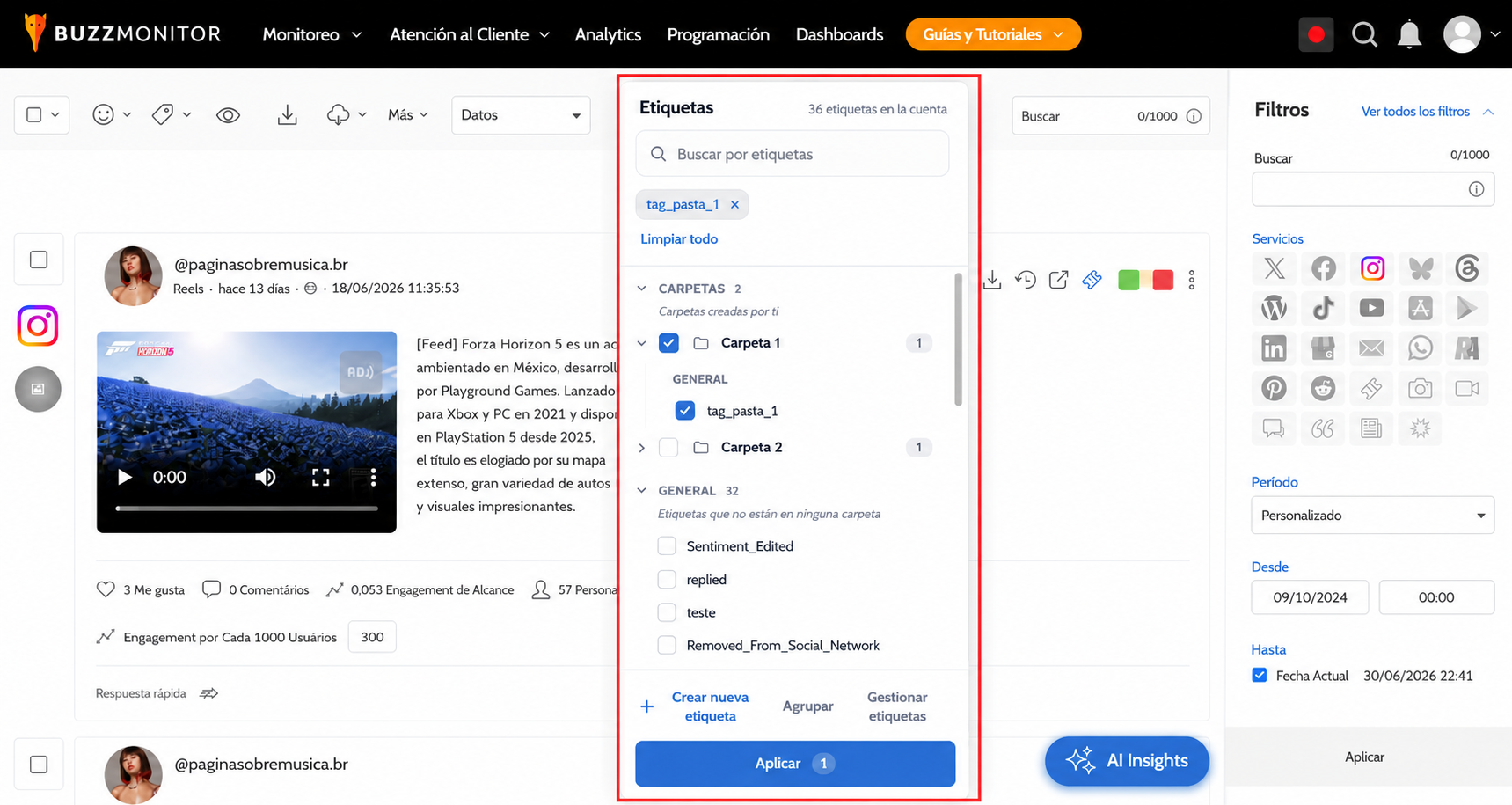 PLATAFORMA - Rediseño del selector de tags con soporte a carpetas, fuentes y agrupamiento