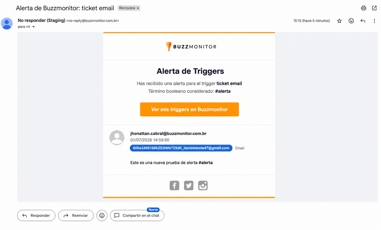 PLATAFORMA - Mejora en las alertas de triggers por correo electrónico